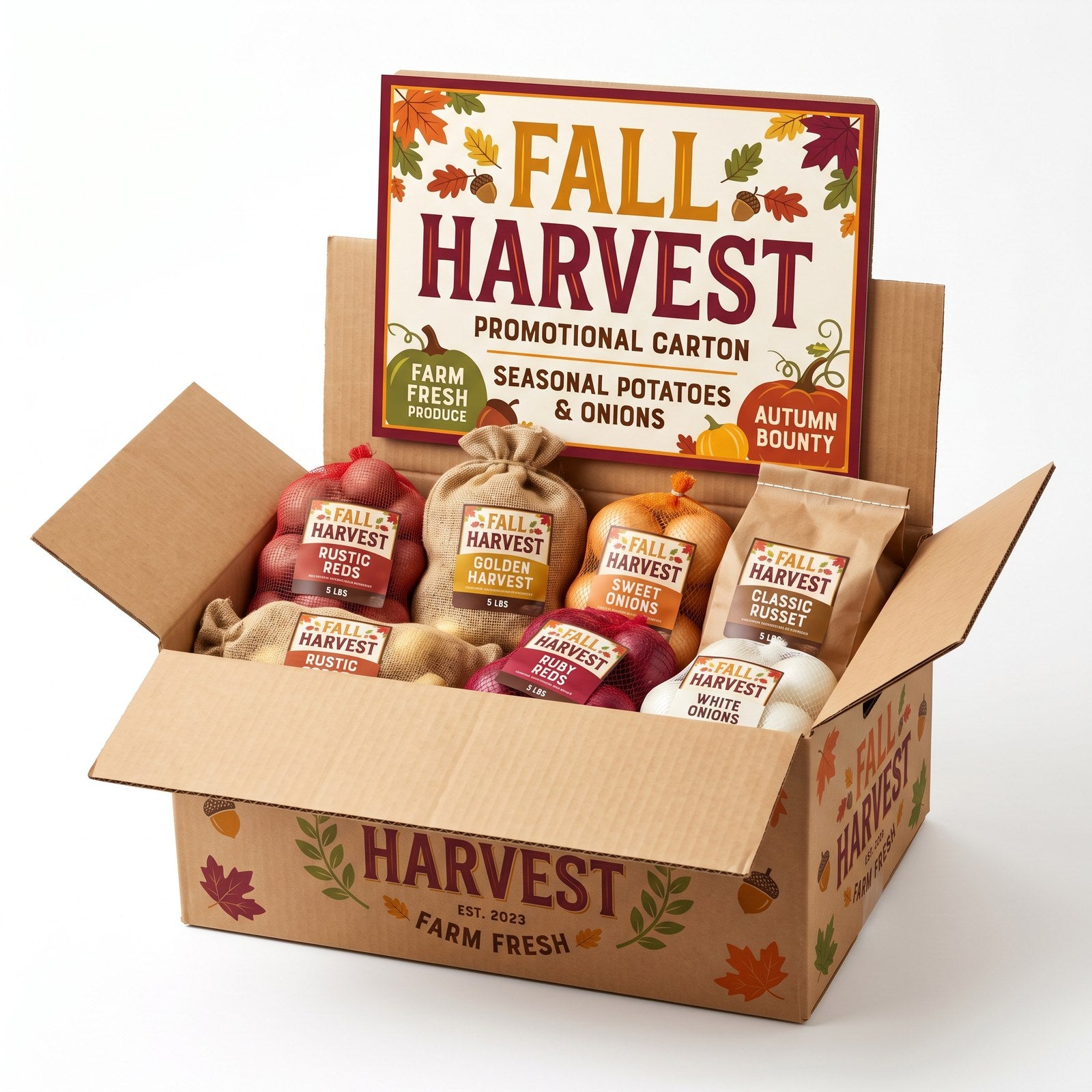 Fresh Solutions Network® Fall Harvest Promo Case — 40 lb Mixed Potatoes & Onions