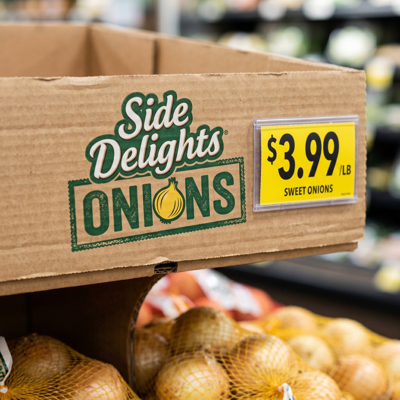Side Delights® Mixed Onion Retail Display Bin — 150 lb Assorted