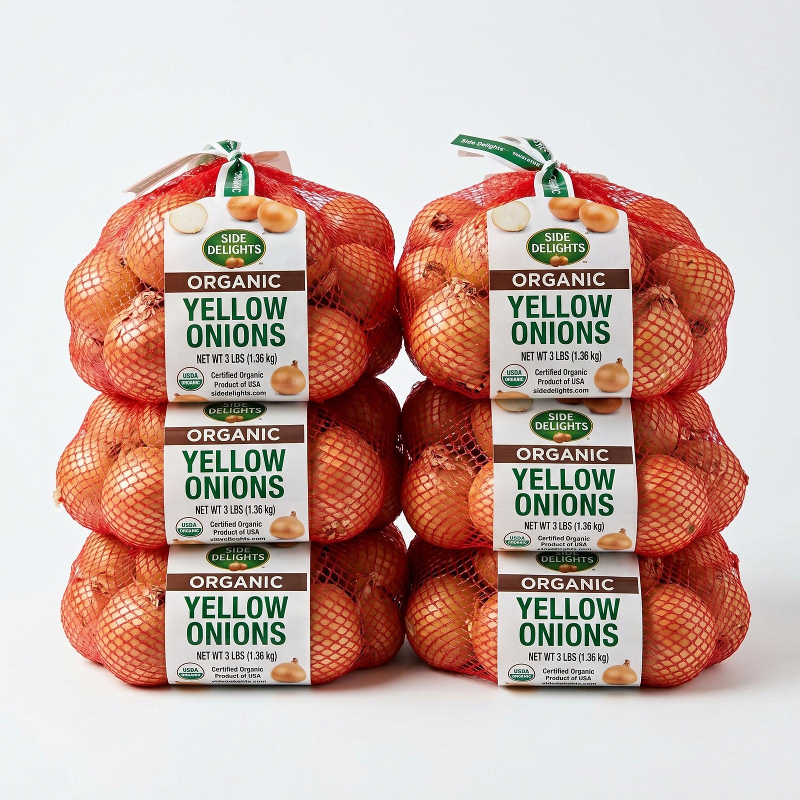 Side Delights® Organic Yellow Onions — 8 × 3 lb Bag Case